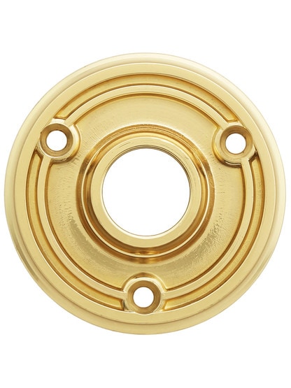 Solid-Brass Doorknob Rosette - 2 1/4 inch Diameter in Unlacquered Brass.